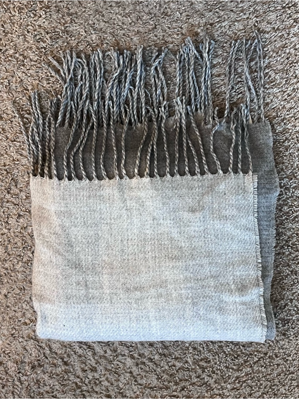H&M Neutral Gray Fringed Scarf